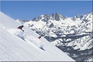 Skiers at Mammoth Mountain Resort.